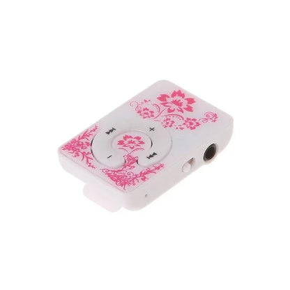 Mini Clip Floral Pattern Music MP3 Player 32GB Card With Micro SD TF Card Clip Design Digital Music Mini USB Cable + Earphone