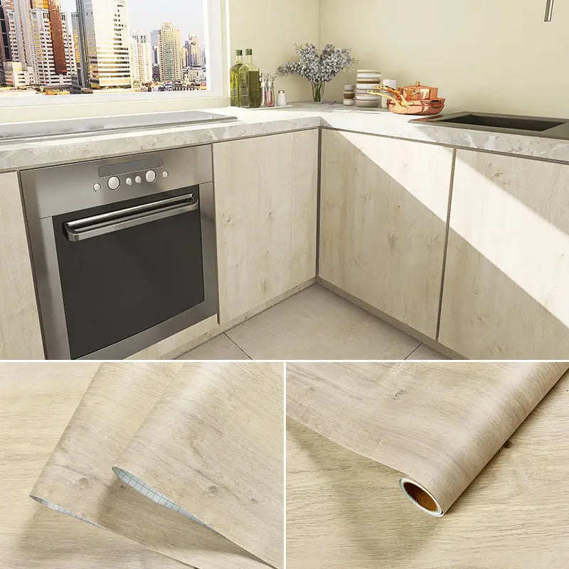 PVC Waterproof Self Adhesive Wallpaper Wall in Rolls Furniture Cabinets Vinyl Decorative Film Wood Grain Stickers For Home Decor