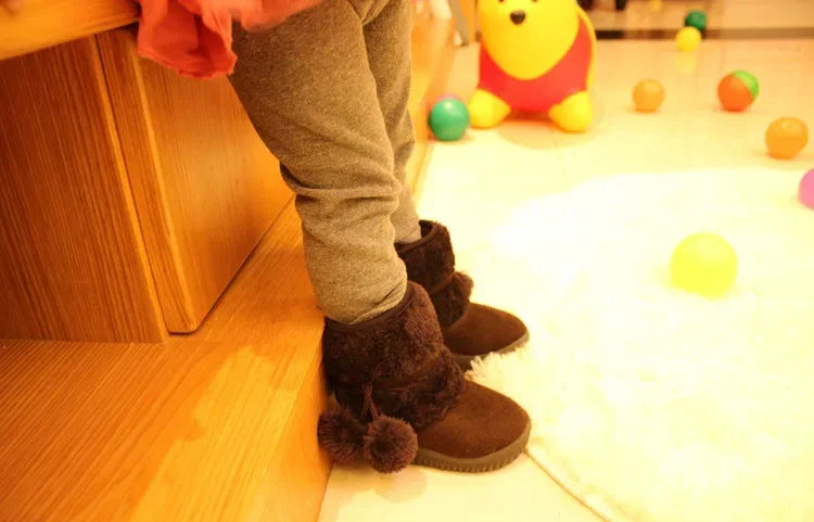 Girls Snow Boots 2019 Winter Comfortable Thick Warm Kids Boots Lobbing Ball Thick Children Autumn Cute Boys Boots Princess Shoes