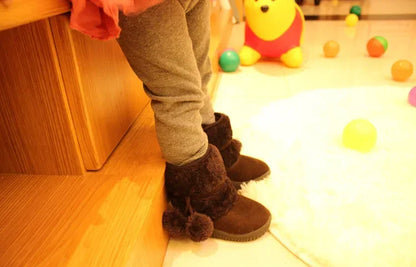 Girls Snow Boots 2019 Winter Comfortable Thick Warm Kids Boots Lobbing Ball Thick Children Autumn Cute Boys Boots Princess Shoes
