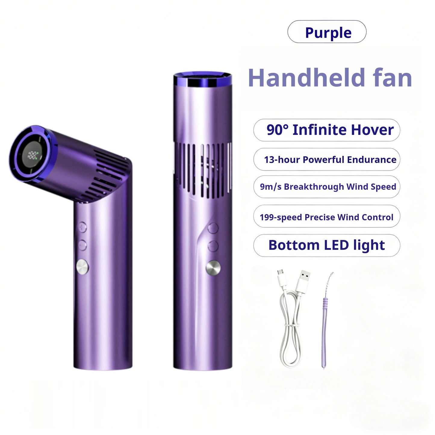 Lipstick Fan Portable Outdoor 199 Speed Brushless High Speed Fan Large Capacity Mini Foldable Handheld/chest Hanging Fan 3000mah