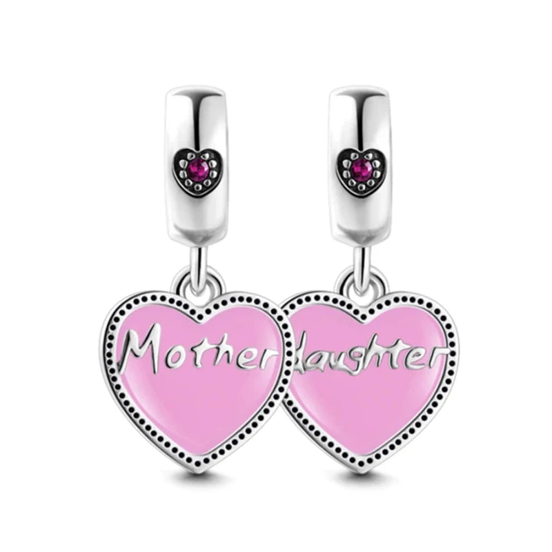 New 925 Silver Mother's Day Love Daughter Charms Beads Fit Original Bracelet DIY Jewelry For Women Gift