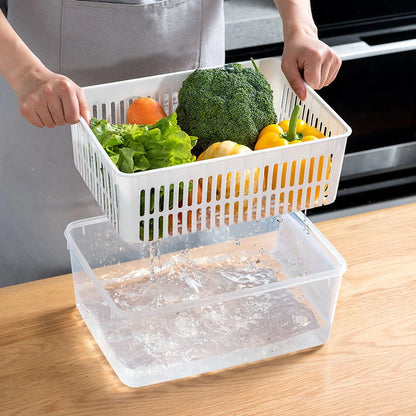 Refrigerator Storage Box Fridge Organizer Fresh Vegetable Fruit Boxes Drain Basket Storage Containers Pantry Kitchen Organizer