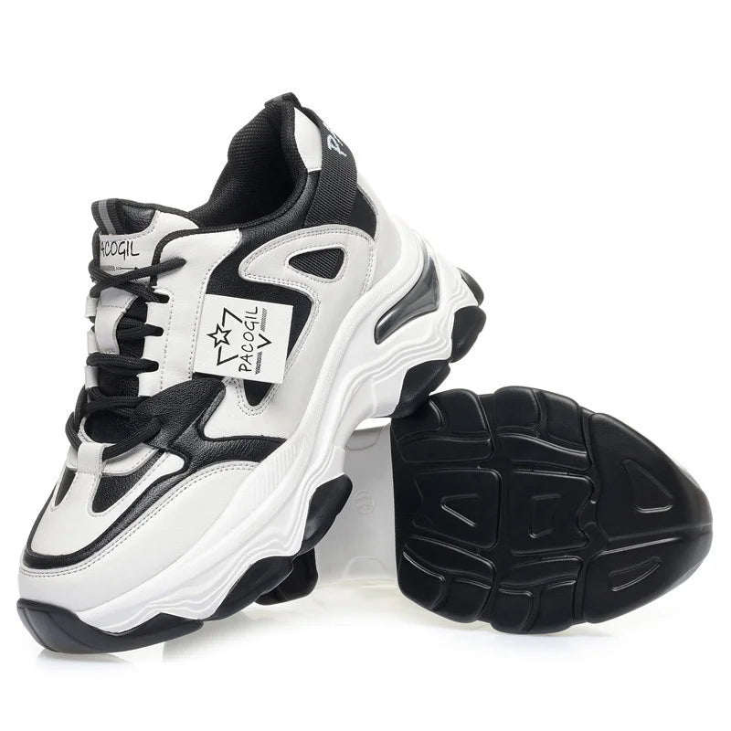 Spring Height Increasing Round toe Versatile Women Platform Causal Shoes Fashion Breathable Sport Designer Sneaker