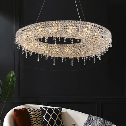 2025 Modern Luxury Round Oval Crystal Chandelier For Living Dining Room Chrome Luster LED Pendant Lights Hotel Duplex Villa Lamp