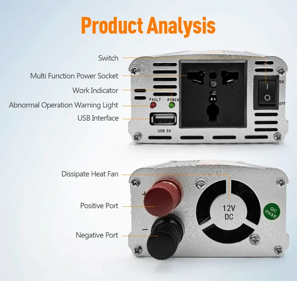 Car Inverter 12V 220V 200W-1000W AC Power Converter With 5V USB Sine Wave Car Inverter Charger Conversion Equipment