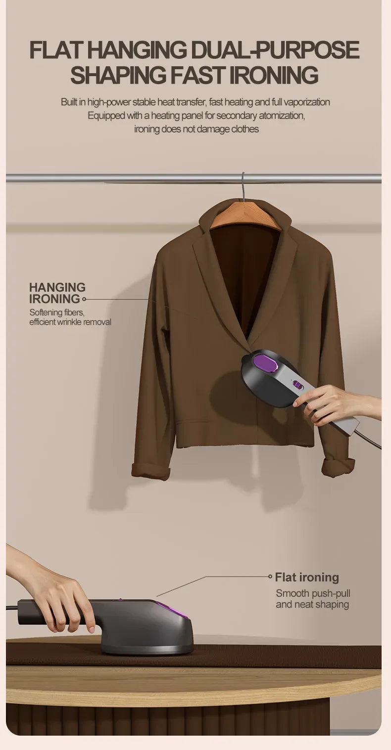 Multi functional handheld iron USB mini hanging iron fast heating travel with handle home clothing fabric ironing machine