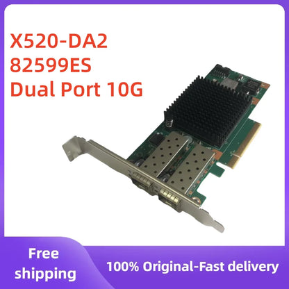 For Intel X520-DA2 E10G42BTDA SR2 82599ES SFP+AOC Dual Optical Port 10G Gigabit Fiber Optic Network Card