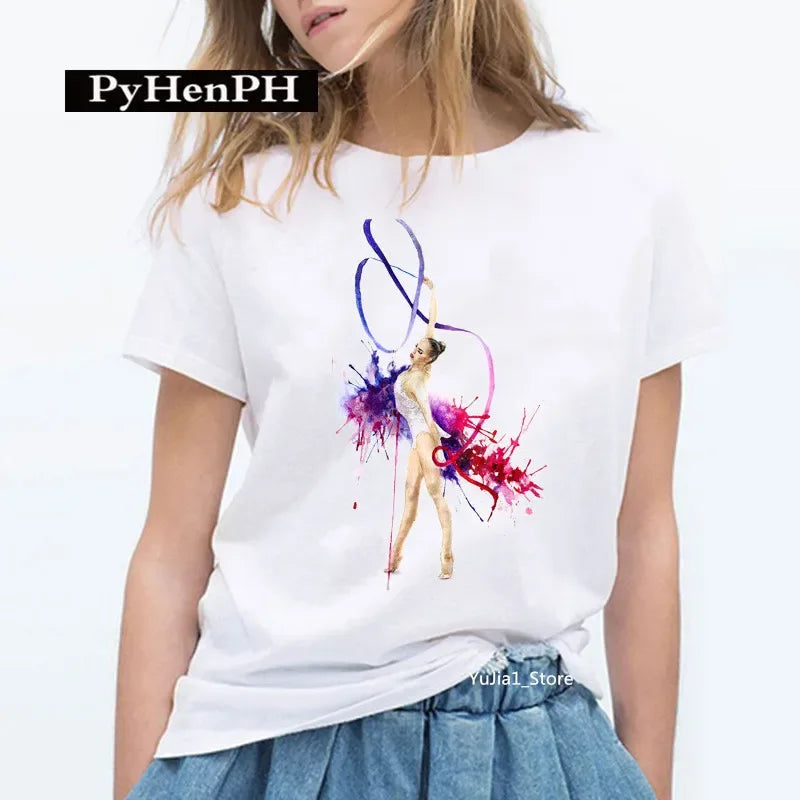 Gymnast Dancer T Shirt  Fashion Gymnast Artistic Gymnastics Printed T-shirt for Women Parent-child Clothing Oversized T Shirt