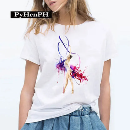 Gymnast Dancer T Shirt  Fashion Gymnast Artistic Gymnastics Printed T-shirt for Women Parent-child Clothing Oversized T Shirt