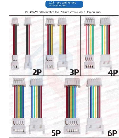1.25/1.5/HY/PH2.0/XH/XHB/Dupont/SM2.54/2510/VH3.96 Connector Cable 2-6P Plug Socket Male Female Wire Connector Extension Cable