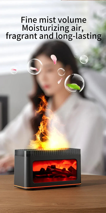 Mini Fireplace Aroma Diffuser & Air Humidifier: 7-Color Light Effects, for Christmas New Year| Essential Oil Diffuser
