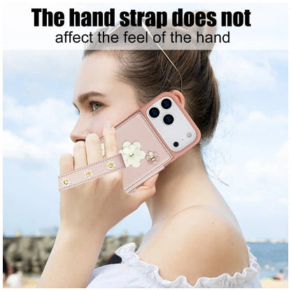 For iPhone 17 Pro Max iPhone Air Case, Wallet with Card Holder, Cute Flower Design Crossbody Purse,Magnetic Kickstand Shockproof