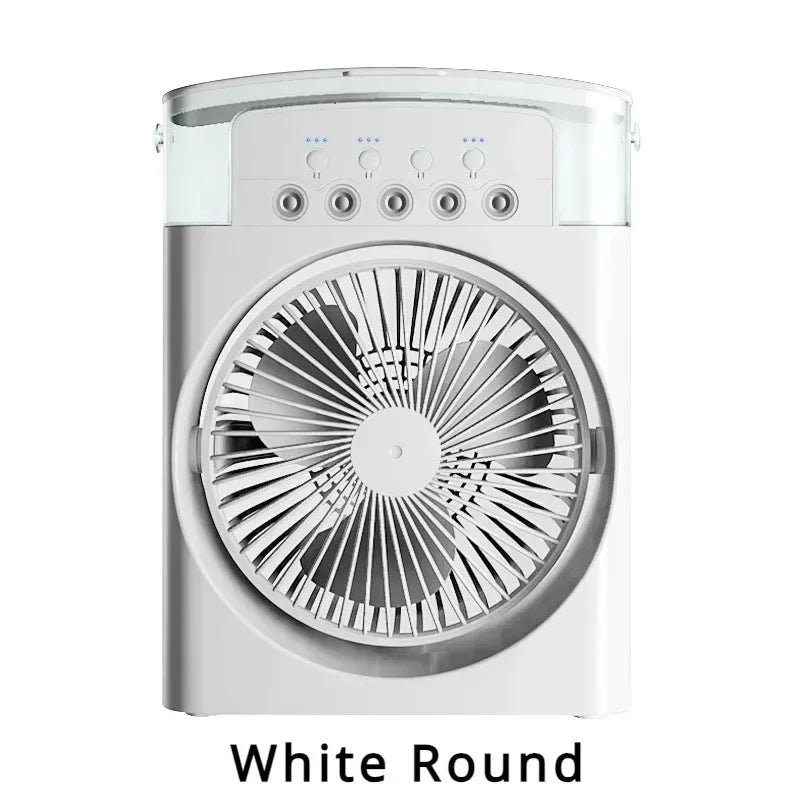 Mini Portable Evaporative Air Conditioner Fan with 7-Color LED Lights 1-2-3 Hour Timer 3 Wind Speeds 3 Spray Modes for Desk