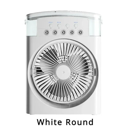 Mini Portable Evaporative Air Conditioner Fan with 7-Color LED Lights 1-2-3 Hour Timer 3 Wind Speeds 3 Spray Modes for Desk