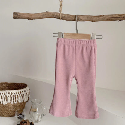 Baby Trousers Spring Loose Solid Color Bell Bottom Pants Newborn Girl Stretch Trousers Autumn Toddler Girl Clothes
