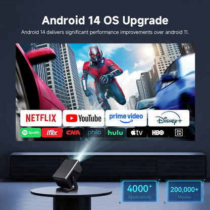 HUAWEISHI Full HD 1080P Projector 4K 1200 ANSI Android WiFi 6 Auto Focus Home Theater Projectors for Movie Meeting Video
