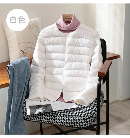 Light Down Coat Spring Autumn Warm Women White Duck Down Slim Jackets Female Fashion Ultra Lightweight Packable Puffer Coats