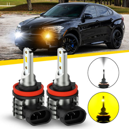 AUXITO 2Pcs L6 LED H8 H11 Yellow White Fog Light Dual Color 3000K 6000K Canbus DRL Daytime Running Light Bulb Fog Lamp 12V CSP