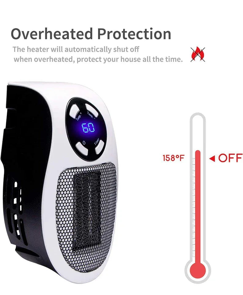 Portable Heater Electric Heater Plug in Wall Room Heater Home Appliance Heating Stove Mini Radiator Remote Hand Warmer Machine