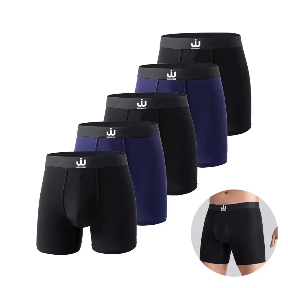 5Pcs Bamboo fiber Long Boxer for Man Seamless Breathable Man Underwear U Convex Male Underpants High elasticity Men's panties