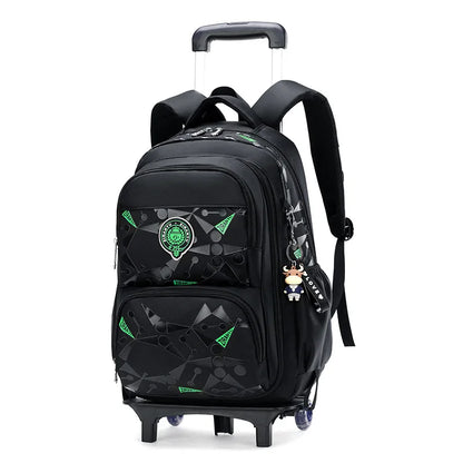 High-capacity on 2/6 Wheels Waterproof Luggage Rolling Bag Student Shoulder Backpack  Detachable Children Rolling School Bags