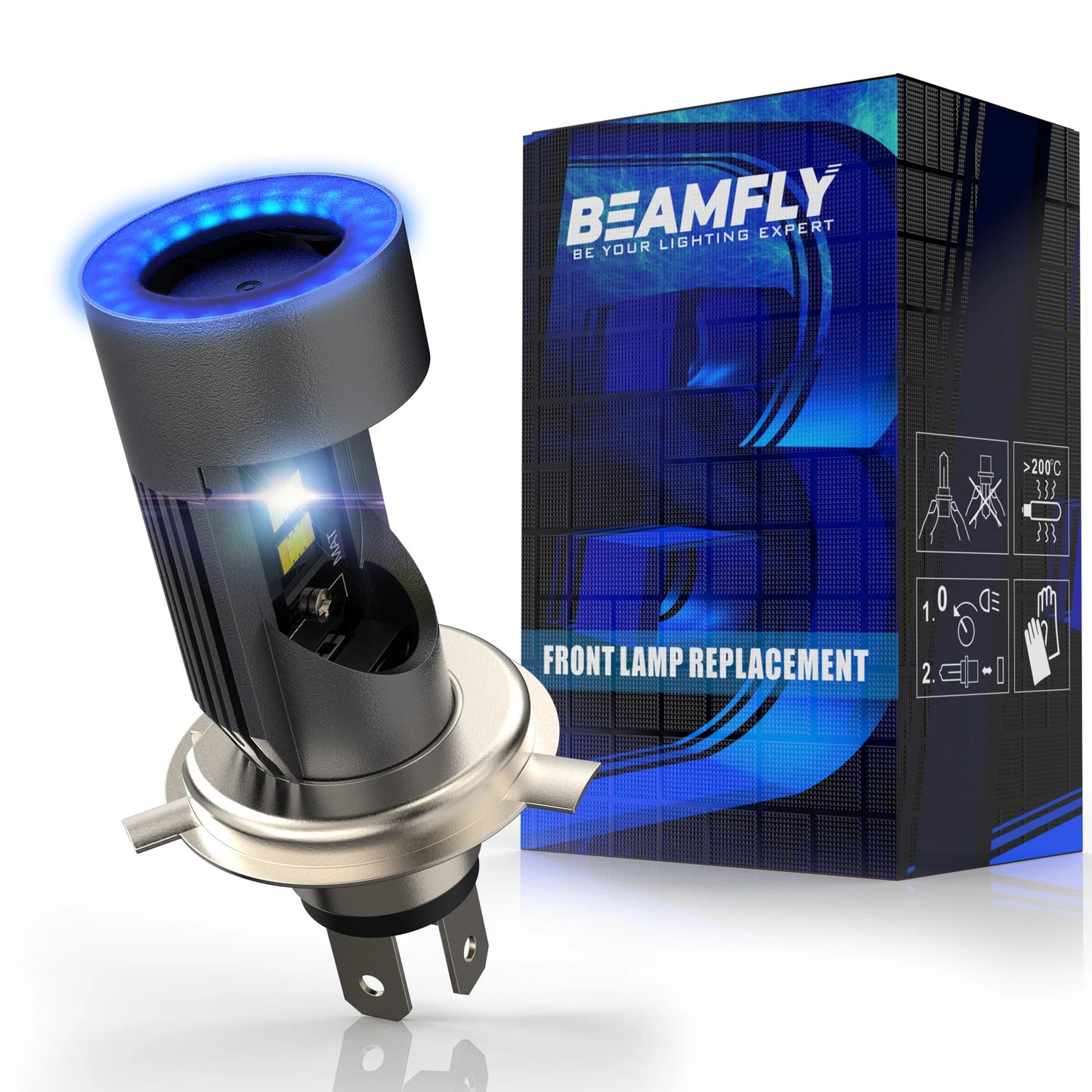 30W LED Headlight Bulb H4 Five Color Halo Ring HS1 P43T Auto Headlight EyeSuper 6000K Csp Plug&Play Motorcycle Bulb 1PC 12/24V