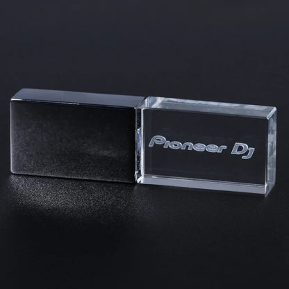 Pioneer DJ logo LED lights Crystal USB Flash Drive 128GB Gold Lid Pendrive 64GB  Memory Stick 32GB Real Capacity U Disk 16GB