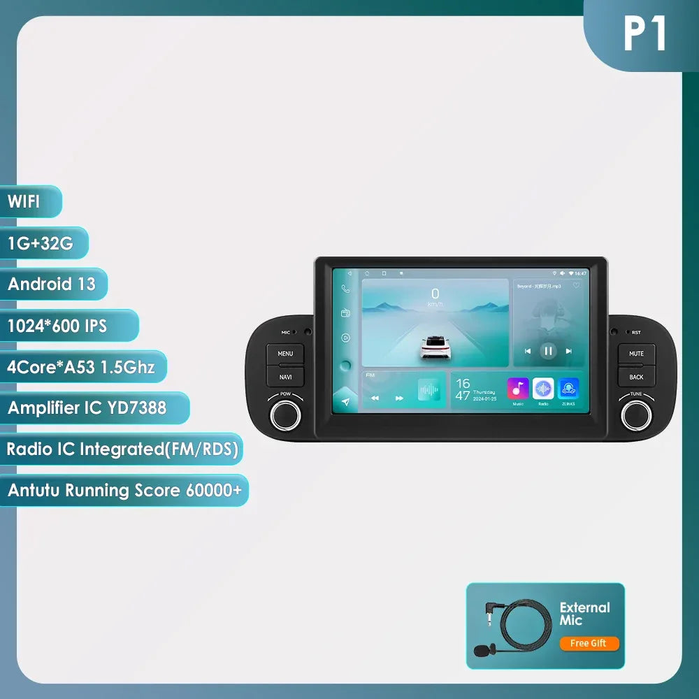 Hizpo 2Din 7inch Android14 Car Radio for Fiat Panda 2013 - 2020 GPS Navigation 4G BT Carplay RDS DSP SWC UI7862 Multimedia