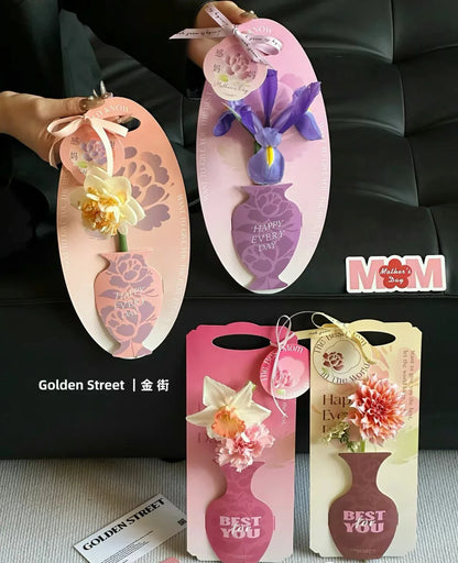 10Pcs Mother's Day Flower Box Creative Vase Shape Single Bouquet Flower Arrangement Handbag Valentine's Day Wedding Gifts Decor