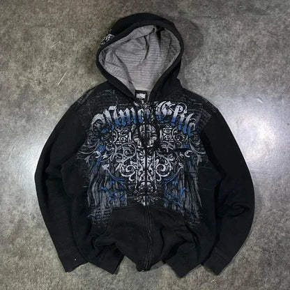 American Gothic Ro Skull Bones Oversized Hoodie Y2K Hip Hop Sle Streetwear No Brand Svel Other Material 00%