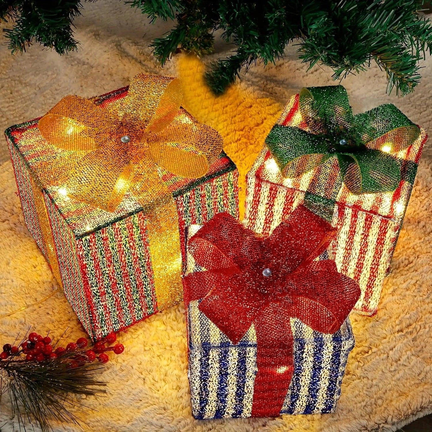 3PC Christmas Light Up Gift Box, LED Indoor Outdoor Decoration, Lighted Christmas Box Gift Decoration Indoor Outdoor Patio