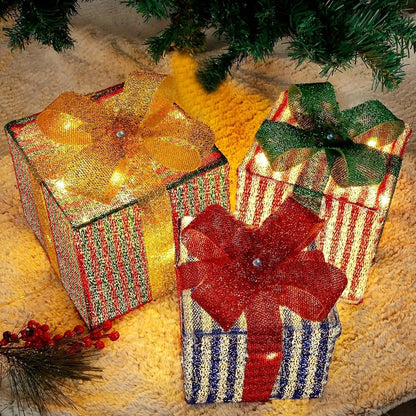 3PC Christmas Light Up Gift Box, LED Indoor Outdoor Decoration, Lighted Christmas Box Gift Decoration Indoor Outdoor Patio