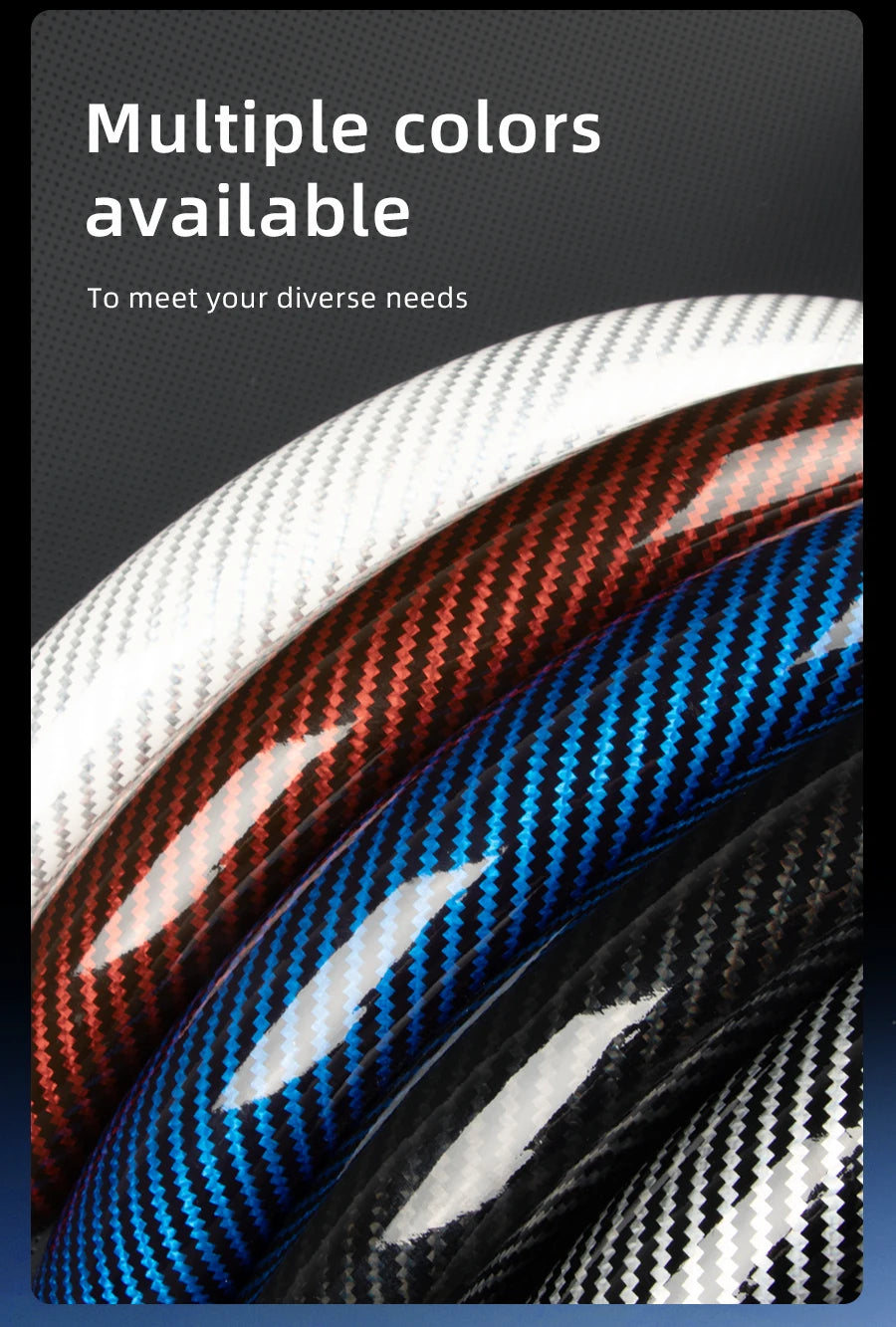 Suitable for Seat Carbon Fiber Texture Steering Wheel Cover with Segmented Quick-Release Design, Durable, for Models Such as Ibiza, Arona, Leon, Leon Sportstourer, Ateca, Etc., in Black, Blue, Red, Silver, and White by PDG ibma