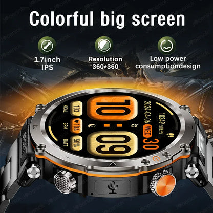 2026 New Outdoor Sports Smartwatch Men Compass 600mAh LED Flashlight Bluetooth Call 3ATM Waterproof Smartwatch For Android iOS