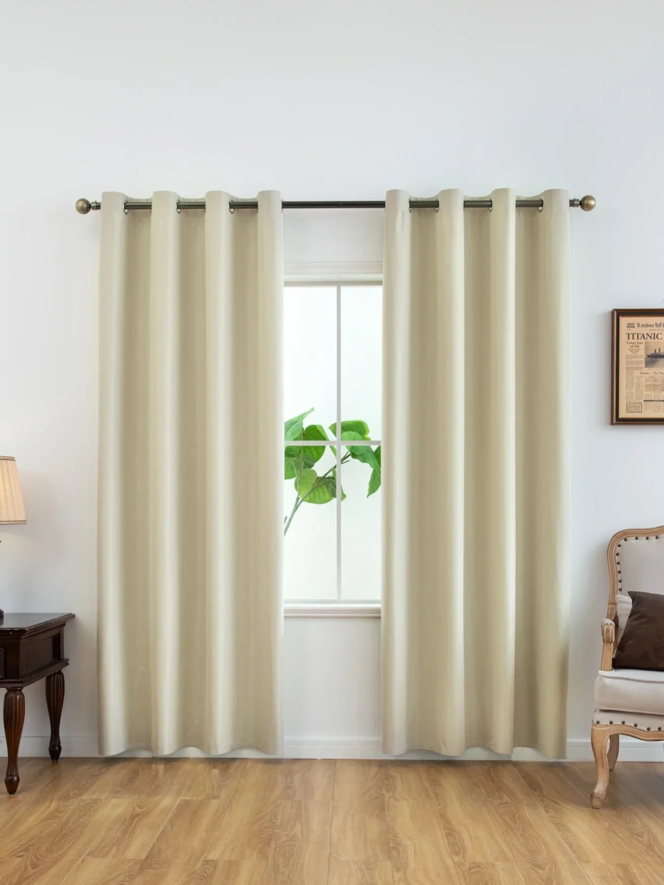 2pcs Solid 100% Blackout Curtain - Curtains for Bedroom and Living Room - UV Protection, Easy Sliding, and Stylish Design