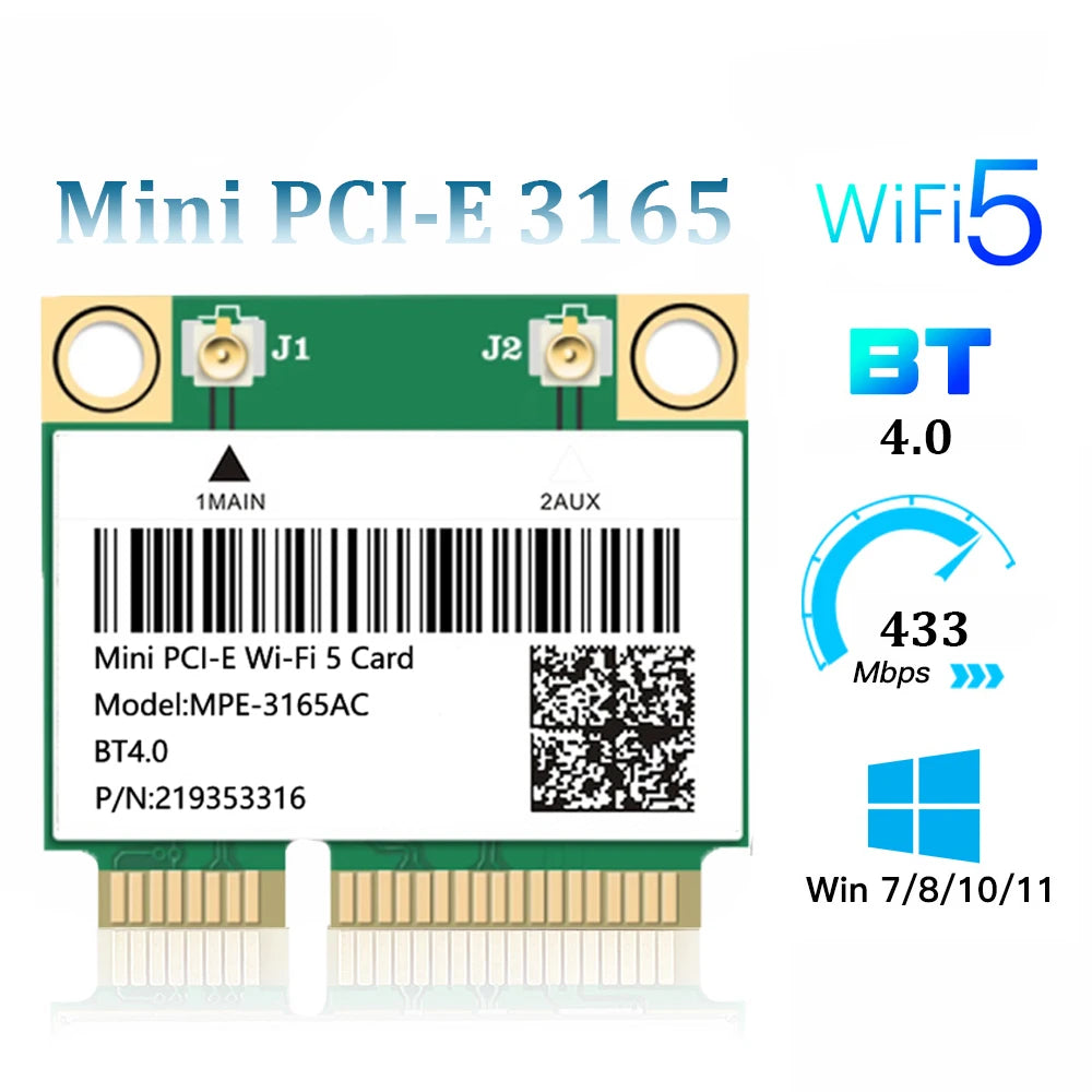 MC-AC7265 1200Mbps Bluetooth 4.2Mini PCI-E Interface 2.4G 5Ghz Wifi Card For Laptop