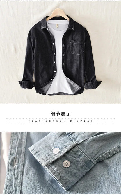 Autumn New Men's Denim Shirt Cotton Classic Style Fashion Trendy Loose Denim Long Sleeve Shirt 3 Colors Brand Clothing Male
