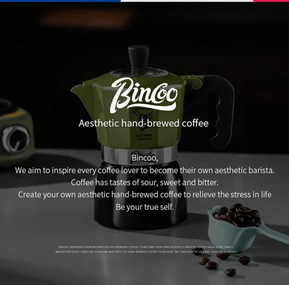 Bincoo Double valve Moka Pot Set Electric Stove Coffee Pot Household Italian Espresso Machine Mocha Pot Barista Accessories 220V