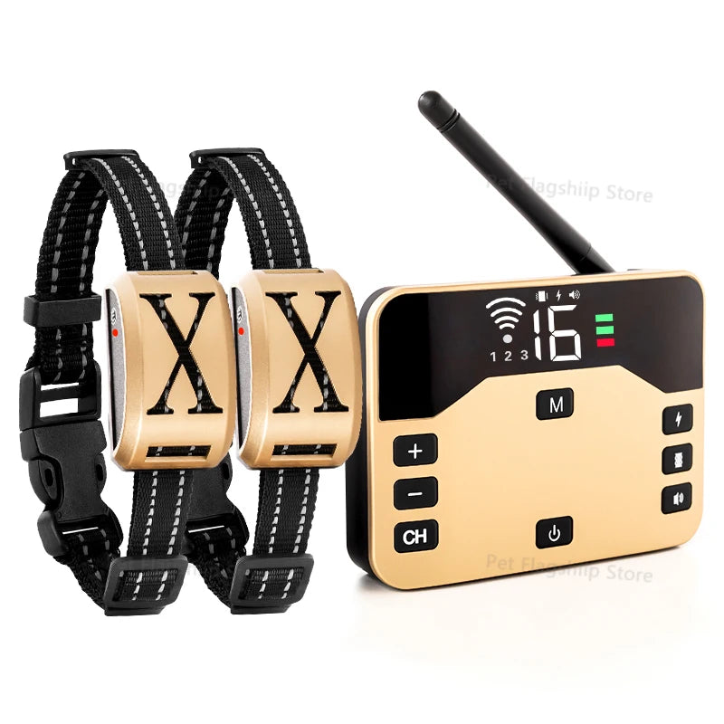 2 In 1 Electric Pet Wireless Fence Dog Training Collar Anti Runaway Up to 3 Dogs Outdoor Pet Containment Rechargeable System