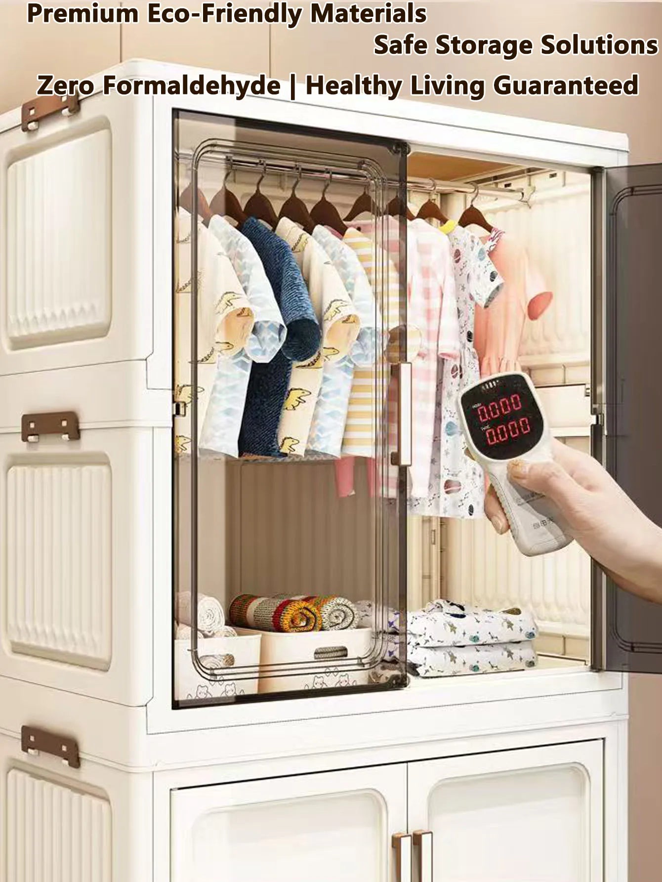 Multi-Functional Folding Storage Cabinet with Doors White/Black/Gray for Home Office Kitchen Bathroom Organizer