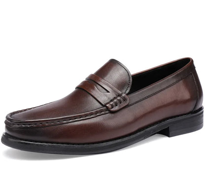 Vintage Top Layer Genuine Leather Slip on Loafers Breathable Moccasins Driving Design Casual Cowhide Shoes for Men