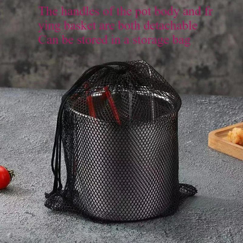 Stainless Steel Deep Fryer with Basket Multi-Purpose for Home/Commercial Tempura Chicken Frying Anti-Slip Base Cool Handle wok