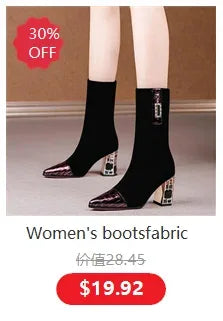 Winter Women Boots Christmas Ankle Boots High Heels Ladies Shoes Femme Warm Short Boots Red Black Shoes  Size 35-43