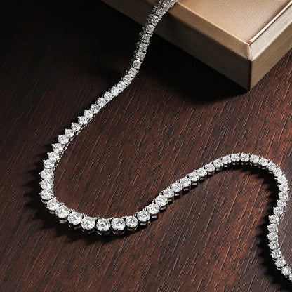 KNOBSPIN 3 Claw D VVS1 Moissanite Tennis Necklace s925 Sterling Silver 18k White Gold GRA Certified Wedding Necklaces for Women