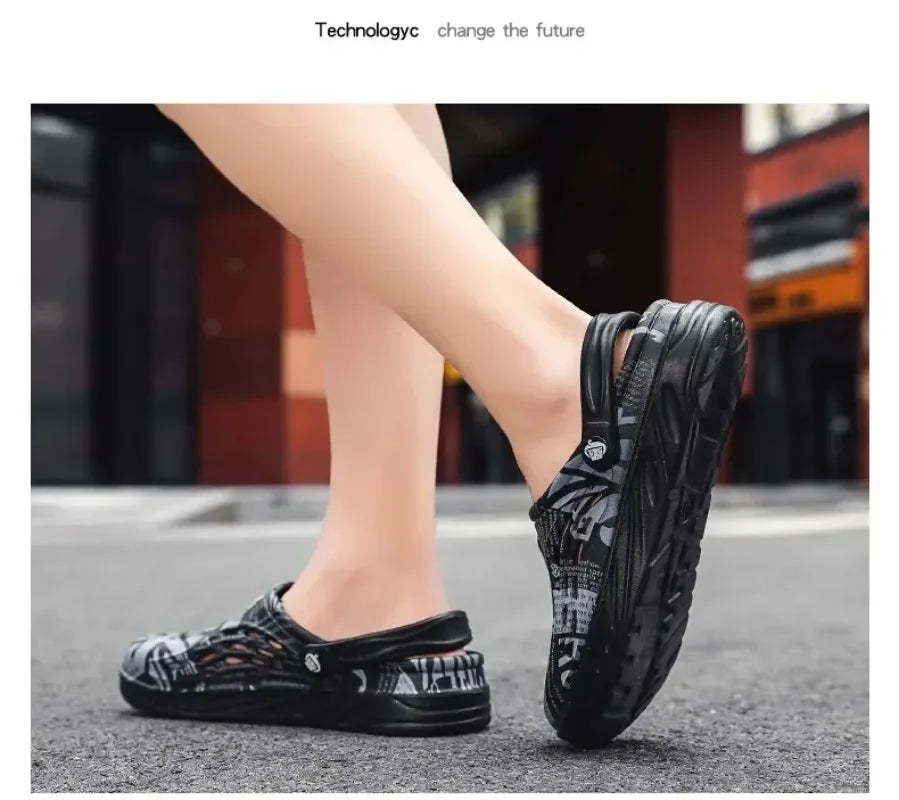 Plus Size 49 Men Non-slip Sandals Clogs Men and Women Home Beach Slippers Breathable Lightweight Men Outdoor House Slides