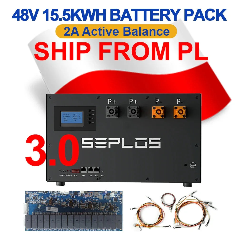 Poland 3.0 Seplos Case BMS Lifepo4 Battery 48V 280AH 304AH 310AH 320AH Power Bank 2A Balancer Rechargeable Solar