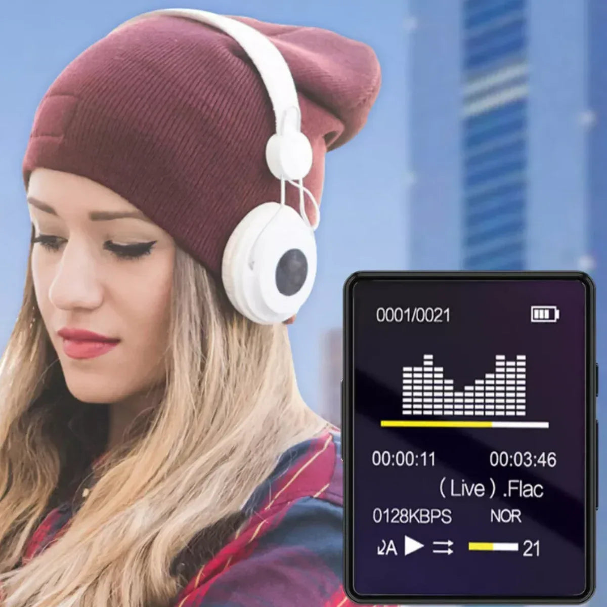 1.8-inch portable MP3 MP4 music player with Bluetooth 5.0 internal speaker compatible up to 128 Gb