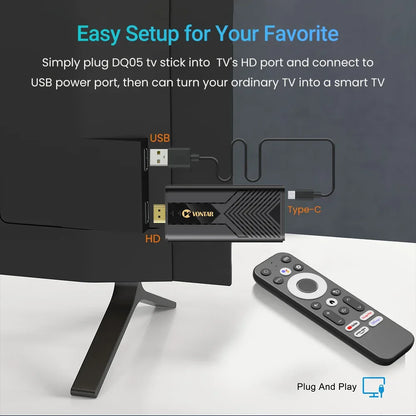 VONTAR DQ05 4G 32G TV Stick Android13 ATV UI Rockchip RK3528 Quad Core 64bit Cortex A53 Support 8K Video 4K 60fps Wifi6 BT5.0