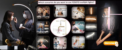 Fosoto Multiple Professional Half-Moon Light LED Lash Light  Ring Light For Makeup Beauty Salon Eyebrow Tattoo photography Video